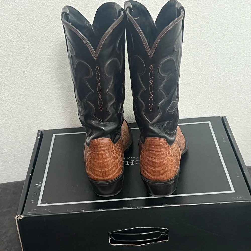 Lucchese Brown Caiman Cowboy Boots with Classic Design - Picture 3 of 3